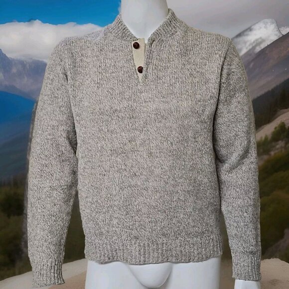 Vintage Boathouse Row Sweater Men Size L Beige Wool Blend Fisherman USA Grandpa - Picture 1 of 7